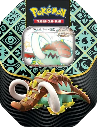 Pokémon — Paldean Fates International Tin [Great Tusk ex] — Anglais
