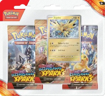 Pokémon — Surging Sparks 3 Pack Blisters [Zapdos] — Anglais