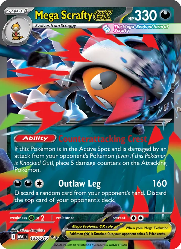 Mega Scrafty ex 135/217 — Ascended Heroes