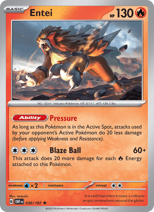Entei 030/197 — Obsidian Flames