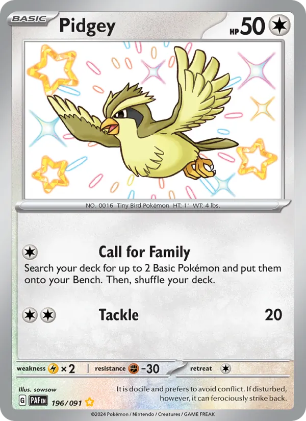 Pidgey 196/91 — Paldean Fates