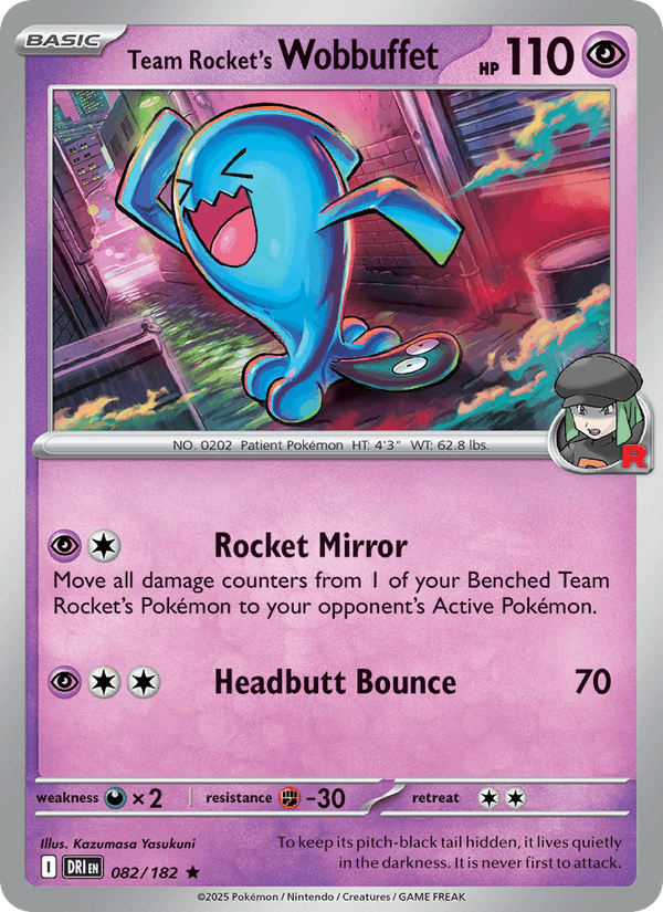 082/182 — Team Rocket's Wobbuffet — Destined Rivals